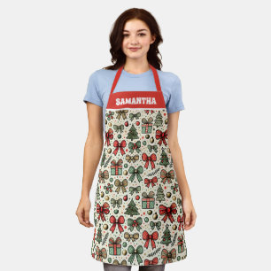 Vintage Retro Weihnachten Punkte Schleifen Muster Schürze