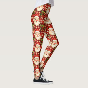 Vintage Retro Weihnachten Santa Claus und Schleife Leggings