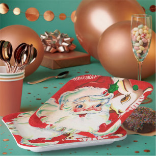 Vintage Retro Weihnachten Santa Rentier Party Tell Pappteller