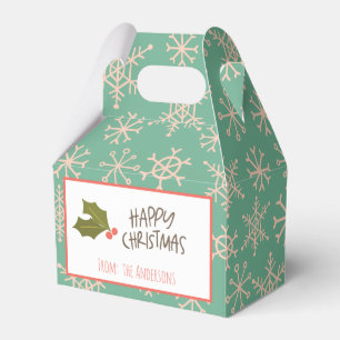 Vintage Retro Weihnachten Türkis Schneeflocken Geschenkschachtel