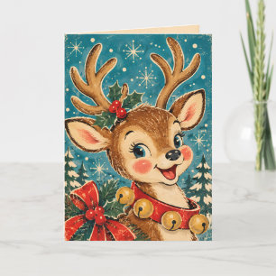 Vintage Retro Weihnachts-Rentier-Feiertagskarte Karte