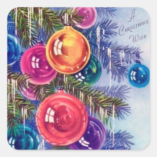 Vintage Retro-Weihnachtsbäder Quadratischer Aufkleber