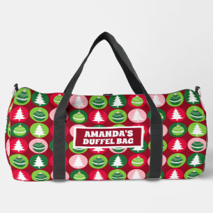 Vintage Retro Weihnachtsbäume und -schmuck Duffle Bag