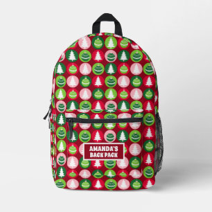 Vintage Retro Weihnachtsbäume und -verzierungen Bedruckter Rucksack