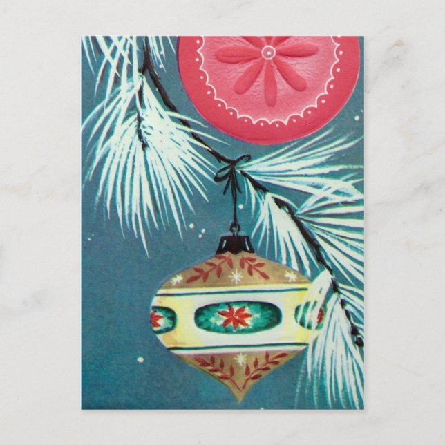 Vintage retro Weihnachtsbirnen Feiertagspostkarte (Vorderseite)