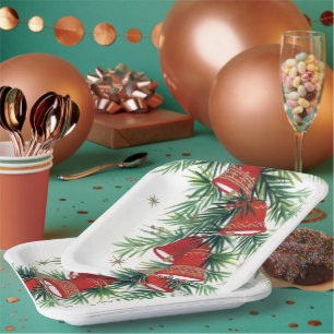 Vintage Retro-Weihnachtsglocke Party Platte Pappteller