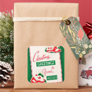 Vintage Retro-Weihnachtsgrüße Aufkleber