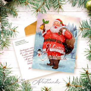 Vintage Retro Weihnachtsgrüße vom Weihnachtsmann Feiertagspostkarte