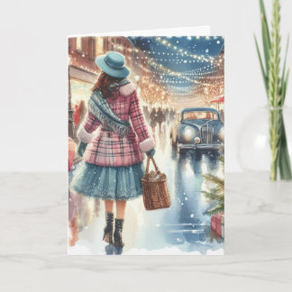 Vintage Retro Weihnachtsgrußkarte Feiertagskarte