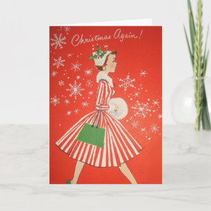 Vintage Retro Weihnachtsgrußkarte Feiertagskarte