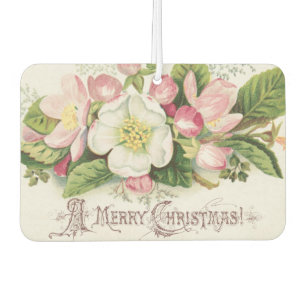 Vintage Retro-Weihnachtskarte, Apfelblüten Autolufterfrischer