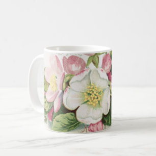 Vintage Retro-Weihnachtskarte, Apfelblüten Kaffeetasse