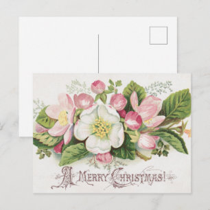 Vintage Retro-Weihnachtskarte, Apfelblüten Postkarte