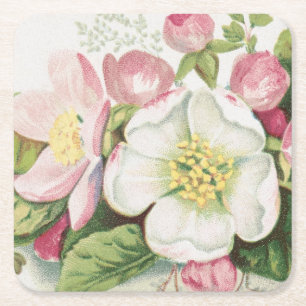 Vintage Retro-Weihnachtskarte, Apfelblüten Rechteckiger Pappuntersetzer