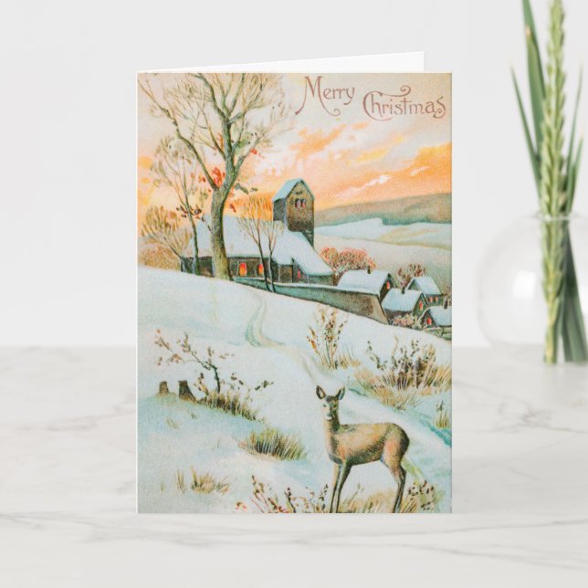 Vintage Retro Weihnachtskarte Feiertagskarte (Vorderseite)