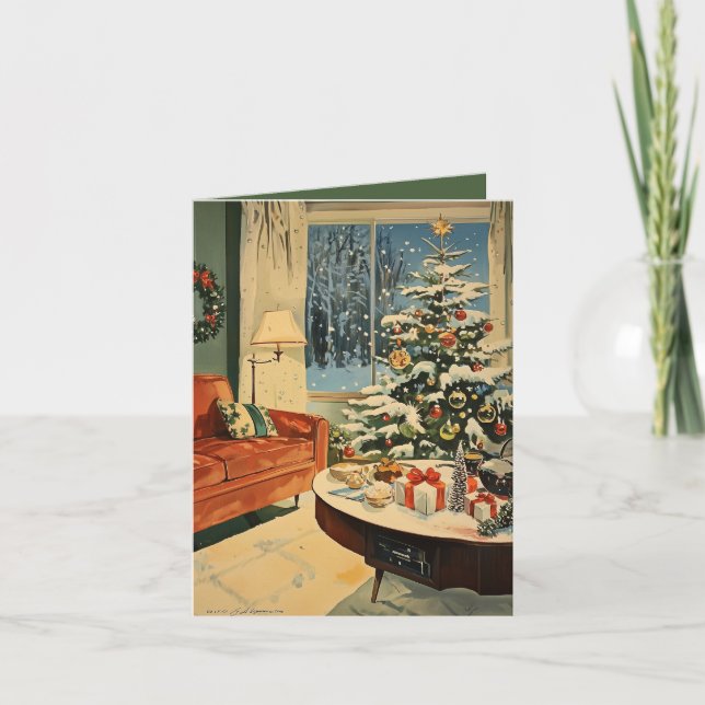Vintage Retro Weihnachtskarte Feiertagskarte (Vorderseite)