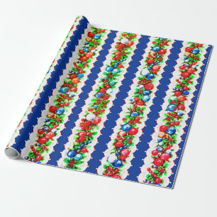 Vintage Retro-Weihnachtskugel-Girlande Streifen Geschenkpapier