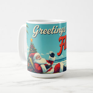 Vintage Retro Weihnachtsmann am Strand - Florida Kaffeetasse