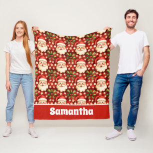 Vintage Retro Weihnachtsmann Fleecedecke