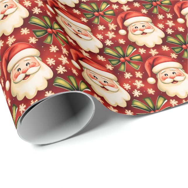Vintage Retro Weihnachtsmann Geschenkpapier (Rolleneckpunkt)