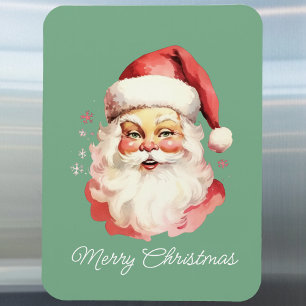 Vintage Retro Weihnachtsmann Grüne Weihnachten Magnet