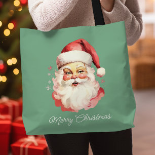 Vintage Retro Weihnachtsmann Grüne Weihnachtsgrüße