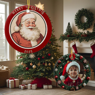Vintage Retro Weihnachtsmann Keramik Ornament