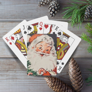 Vintage Retro Weihnachtsmann mit Zuckerstangen-Wei Spielkarten