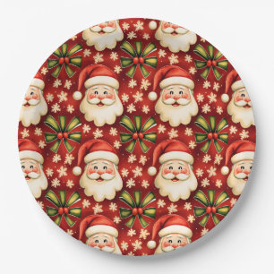 Vintage Retro Weihnachtsmann Pappteller