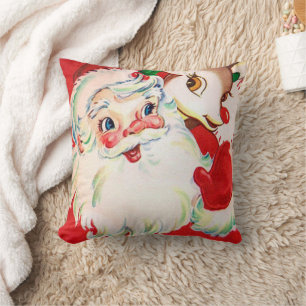 Vintage Retro Weihnachtsmann Rentier Weihnachtsdek Kissen