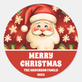 Vintage Retro Weihnachtsmann Runder Aufkleber