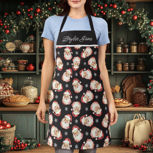 Vintage Retro Weihnachtsmann Schwarz Personalisier Schürze