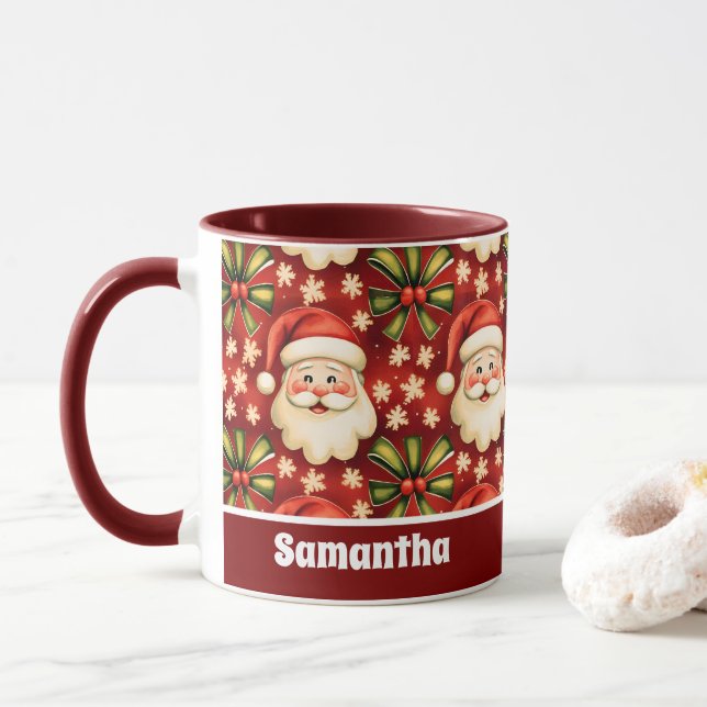 Vintage Retro Weihnachtsmann Tasse (Mit Donut)