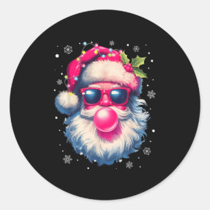 Vintage Retro Weihnachtsmann Weihnachten Rosa Sonn Runder Aufkleber