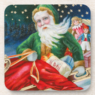 Vintage Retro Weihnachtsmann Weihnachtspostkarte Getränkeuntersetzer