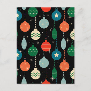 Vintage Retro Weihnachtsornamente Muster Postkarte