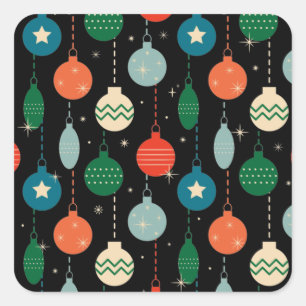 Vintage Retro Weihnachtsornamente Muster    Quadratischer Aufkleber