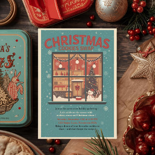 Vintage Retro Weihnachtsplätzchen-Tausch Einladung