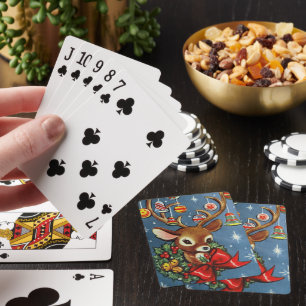 Vintage Retro Weihnachtsrentier Spielkarten