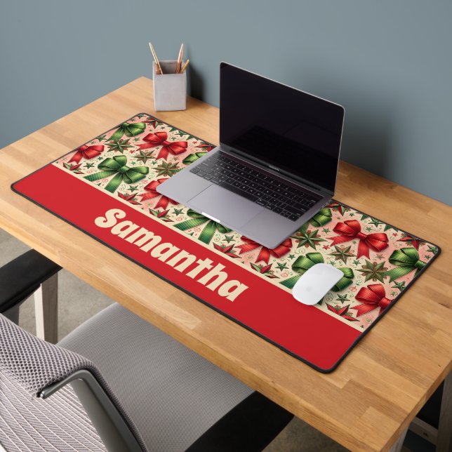Vintage Retro-Weihnachtssterne und Bows-Muster Schreibtischunterlage (Büro 2)
