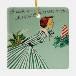 Vintage Retro Weihnachtsverzierung Keramikornament
