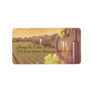 Vintage Retro Weinberg Sunset Hochzeitadresse Adressaufkleber