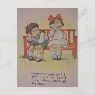 Vintage Retro Weinende Valentinskarte Feiertagspostkarte