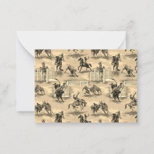 Vintage Retro Western Rodeo Cowboy Notizkarte Mitteilungskarte