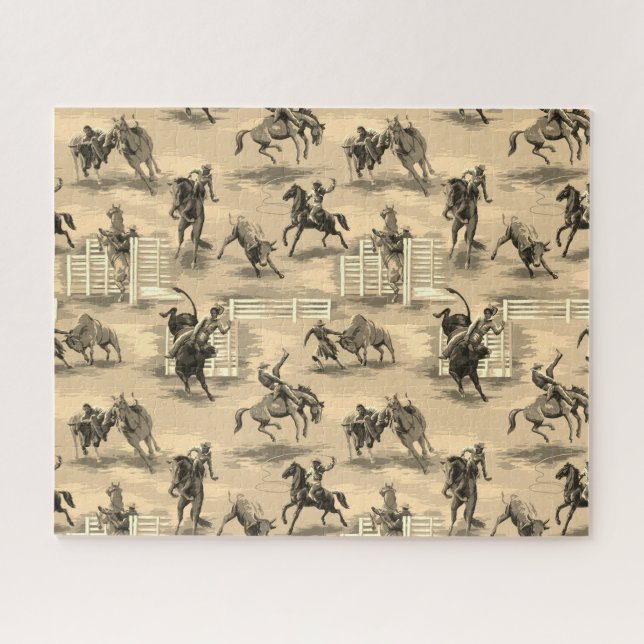 Vintage Retro Western Rodeo Cowboy Puzzle (Horizontal)
