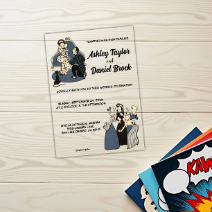 Vintage Retro Whimsical Comic Book Wedding Acryleinladungen
