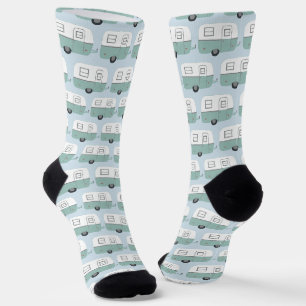 Vintage Retro-Wohnwagenanhänger Pastellblau Grün Socken