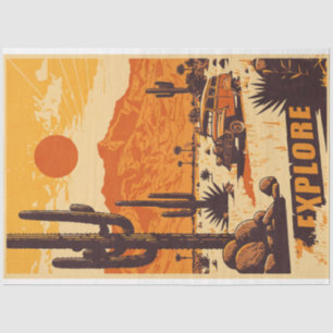 Vintage Retro-Wüstenreise-Plakatdekoupage Seidenpapier