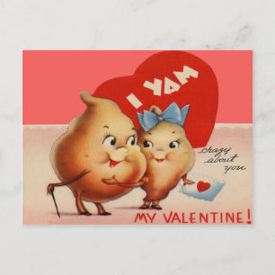 Vintage Retro-Yam-Valentinskarte Feiertagspostkarte