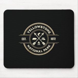 Vintage Retro Yellowstone Nationalpark Wandern Mousepad